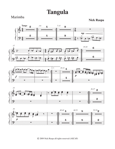 Tangula from Three Dances for Halloween - Marimba part
