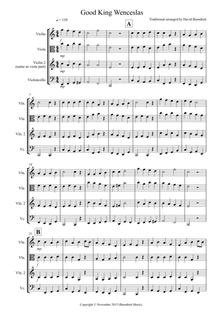 Good King Wenceslas for String Trio (arr. David Burndrett)