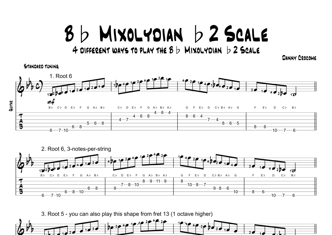 Bb Mixolydian b2 Scale (4 Ways to Play)