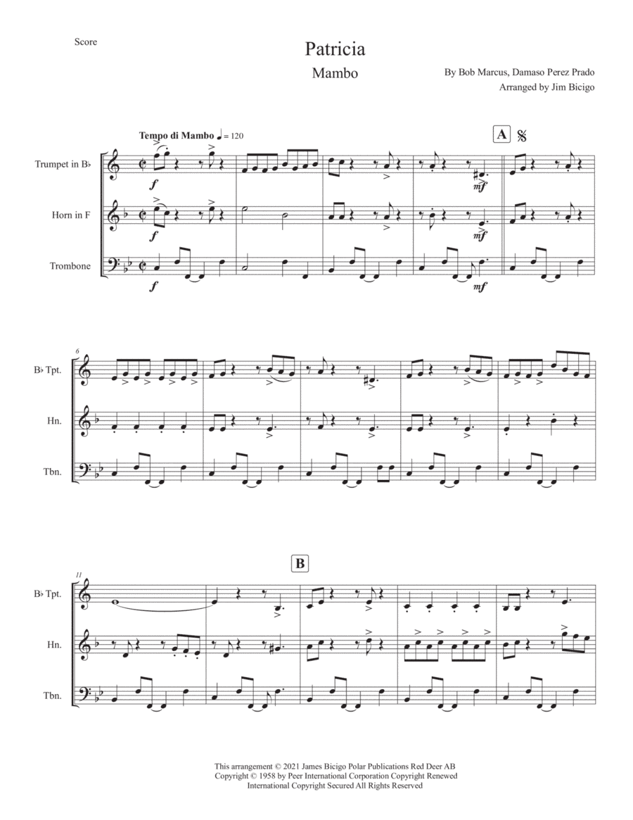 Patricia, It's Patricia (patricia) (arr. Jim Bicigo)