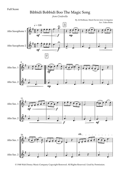 Bibbidi-bobbidi-boo (the Magic Song) (arr. Fabio Britto)