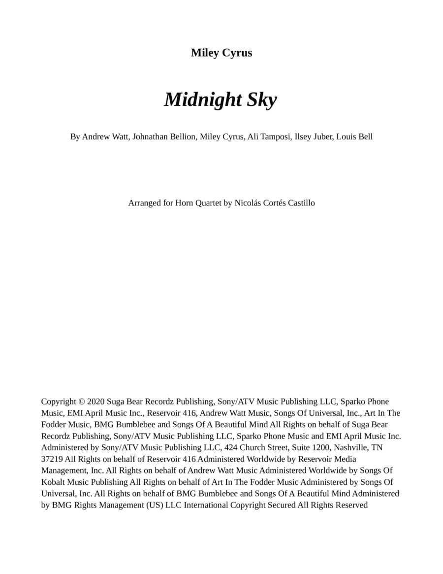 Midnight Sky (arr. Nicolás Cortés Castillo)