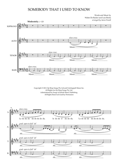 Somebody That I Used To Know (arr. Aaron Powell)