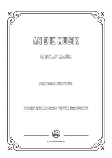 Schubert-An die Musik in D flat Major,for voice and piano (arr. MSM)