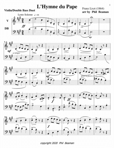 L'Hymne du Pape-Violin-Double Bass duet (arr. Phil Beaman)