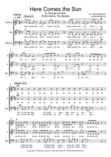 Here Comes The Sun (arr. Jake Alexander)