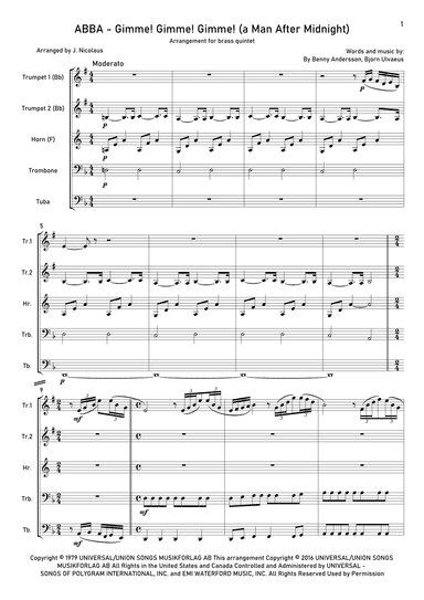 Gimme! Gimme! Gimme! (a Man After Midnight) (arr. John Nicolaus)