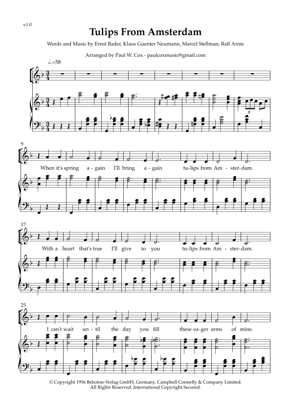 Tulips From Amsterdam (arr. Paul W. Cox)