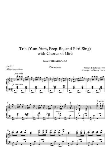 Three Little Maids from School Are We (Sullivan) (arr. Nancy Litten)
