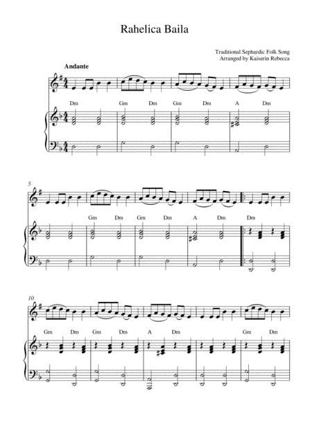 Rahelica Baila (Rachel Dance) (tenor sax solo and piano accompaniment) (arr. Kaiserin Rebecca)