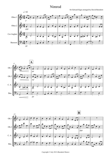Nimrod (from the Enigma Variations) for Double Reed Quartet (arr. David Burndrett)