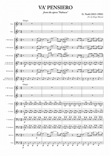 "Choir of the Jewish Slaves" for Concert Band (arr. Diego Marani)