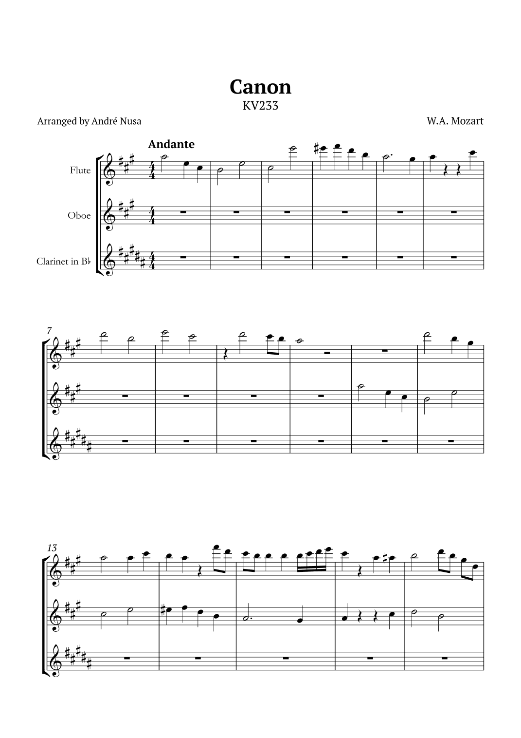 Canon K233 (arr. André Nusa)