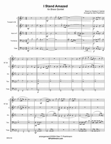 I STAND AMAZED for BRASS QUINTET (unaccompanied) (arr. Glen Poehlmann)