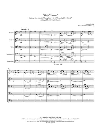 Goin' Home (2nd Movement, "New World" Symphony, complete) (Easier Key: D), arr. for String Orchestra (arr. Joel Jacklich (ASCAP))