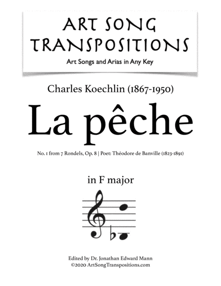 KOECHLIN: La pêche, Op. 8 no. 1 (transposed to F major) (arr. ArtSongTranspositions.com)