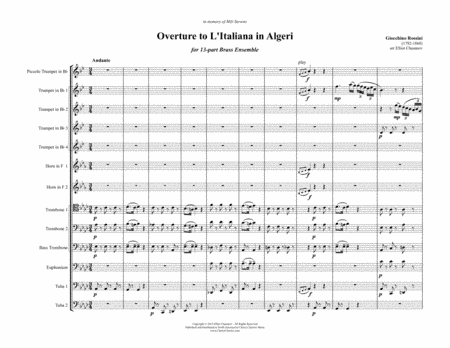 Italian Girl in Algiers Overture for 13-piece Brass Ensemble (arr. Elliot Chasanov)