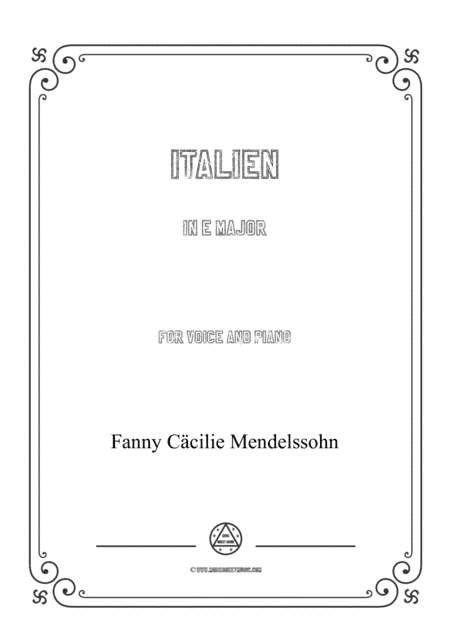 Fanny Hensel-Italien in E Major,for voice and piano (arr. MSM)