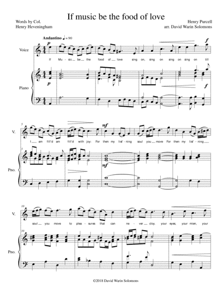 If music be the food of love for high voice and piano (arr. David Warin Solomons)