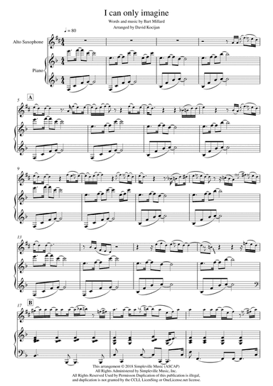 I Can Only Imagine (arr. David Kocijan)