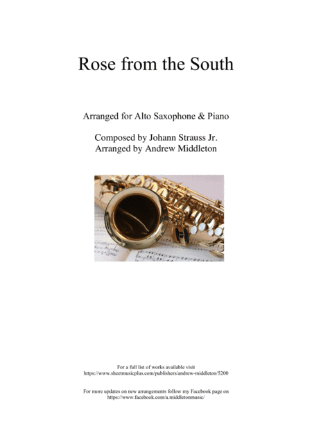 Roses of the South arranged for Alto Saxophone & Piano (arr. Andrew Middleton)