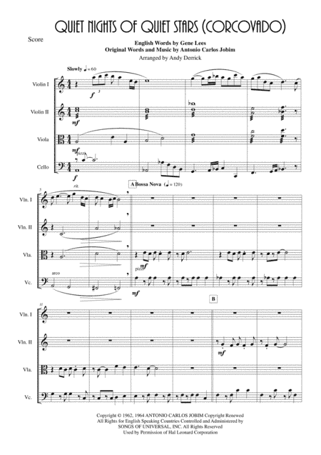 Quiet Nights Of Quiet Stars (Corcovado) (arr. Andy Derrick)