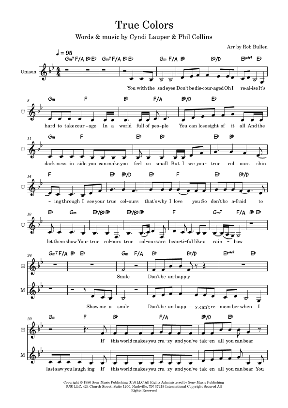 True Colors (arr. Rob Bullen)