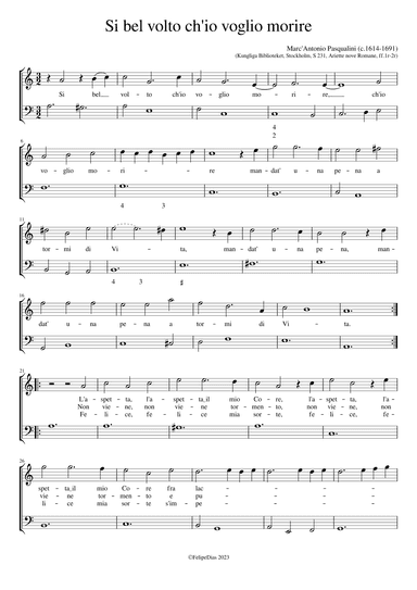Si bel volto ch'io voglio morire (arr. Early Music Scores)