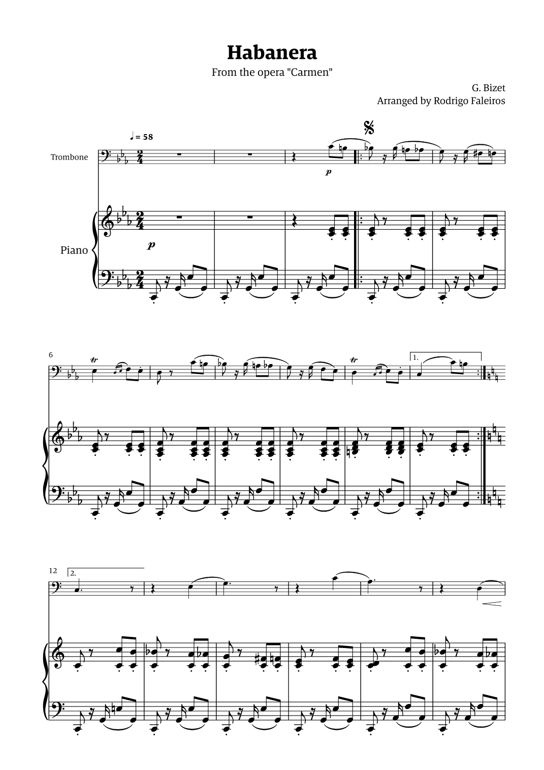 Habanera (for solo trombone w/ piano accompaniment) (arr. Rodrigo Faleiros)