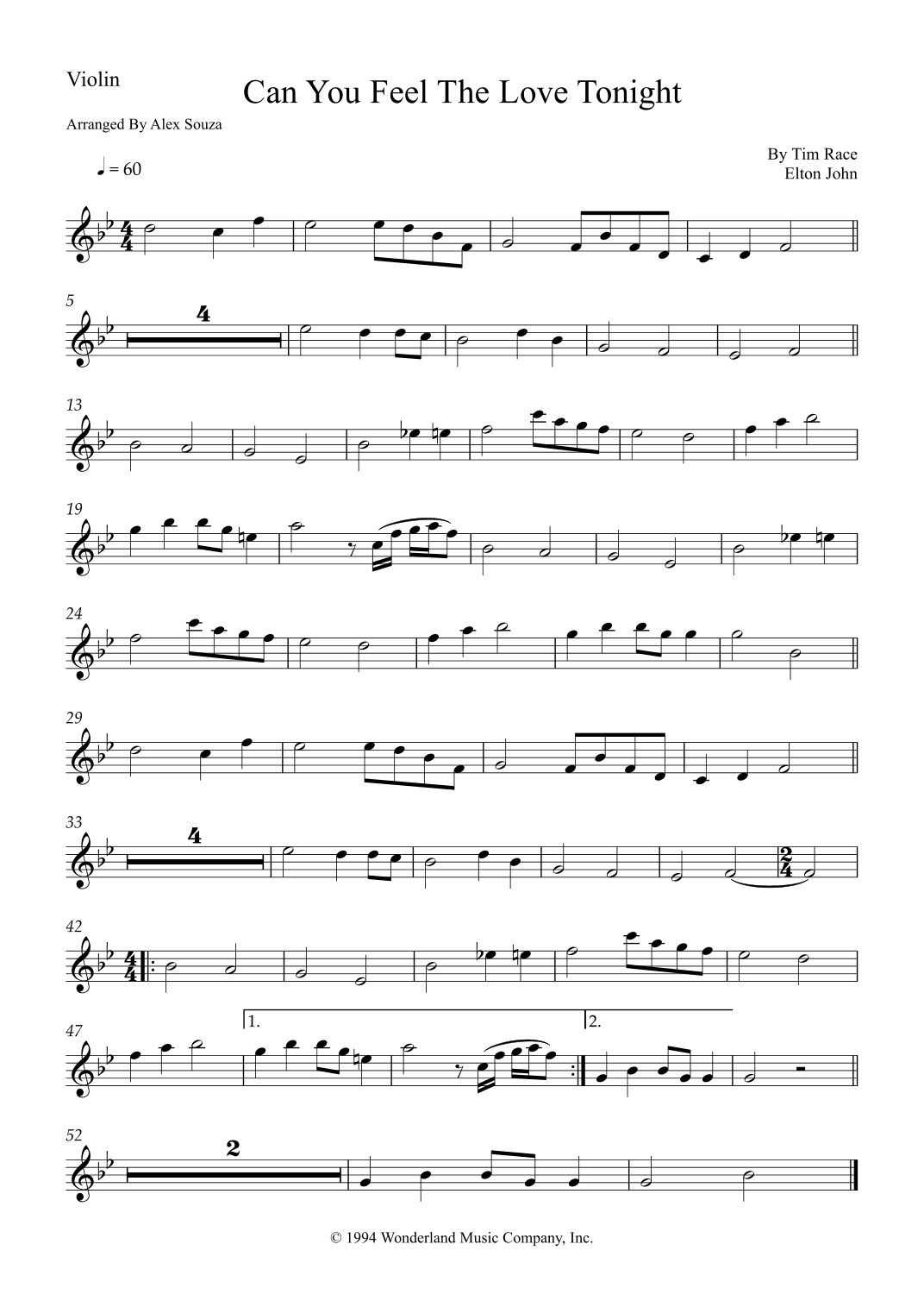Can You Feel The Love Tonight (arr. Alex Souza)