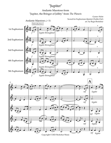 Jupiter (Andante Maestoso from "Jupiter, the Bringer of Jollity" from The Planets) (Bb) (Euphonium Q (arr. Regis Bookshar)