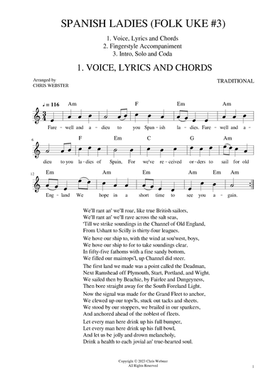 Spanish Ladies: Folk Uke #4 (arr. Chris Webster)