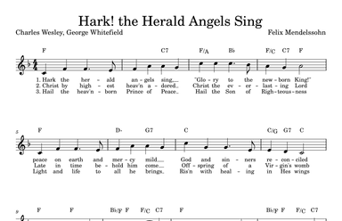 Hark! The Herald Angels Sing Lead Sheet in F (arr. Heidi Savoie)