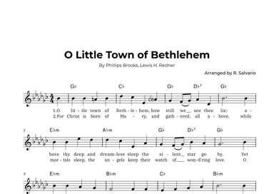 O Little Town of Bethlehem (Key of G-Flat Major) (arr. R. Salvario)