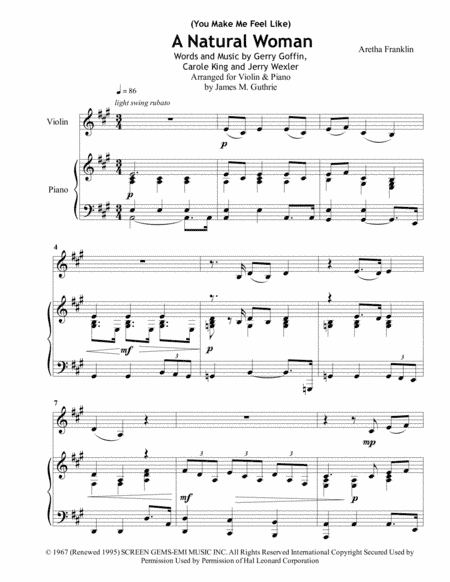 (You Make Me Feel Like) A Natural Woman (arr. James M. Guthrie, ASCAP)