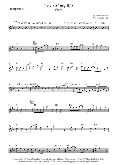 Love Of My Life (arr. Fernando Britto)