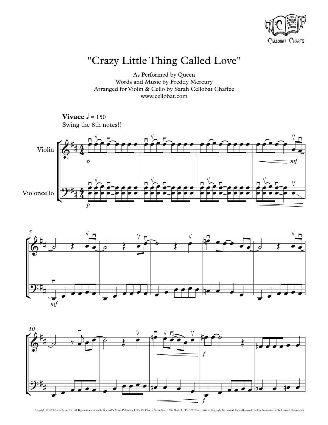 Crazy Little Thing Called Love (arr. Sarah Cellobat Chaffee)