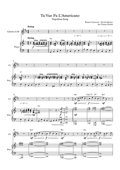 Tu Vuo Fa L'americano (arr. Tomaz Nedoh)