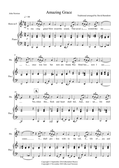Amazing Grace for Horn and Piano (arr. David Burndrett)