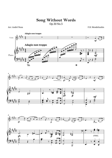 Song Without Words Op.30 No.3 (arr. André Nusa)