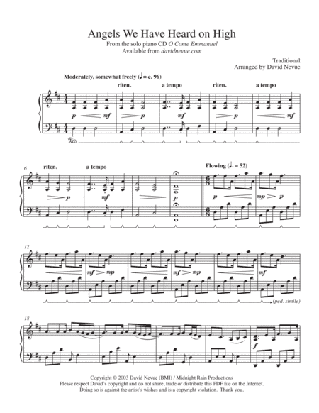 Angels We Have Heard on High (arr. David Nevue)