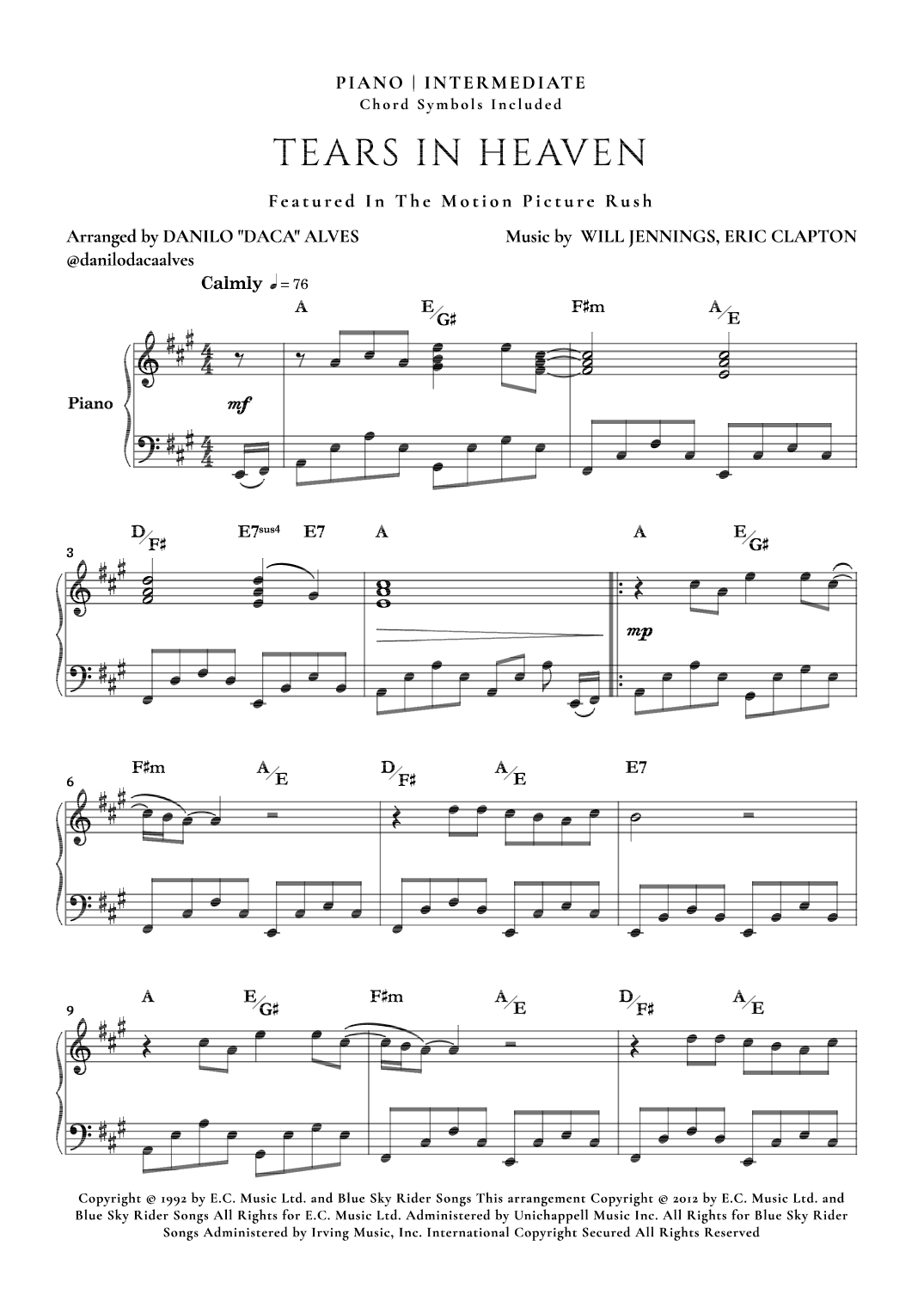 Tears In Heaven (arr. Danilo "Daca" Alves)