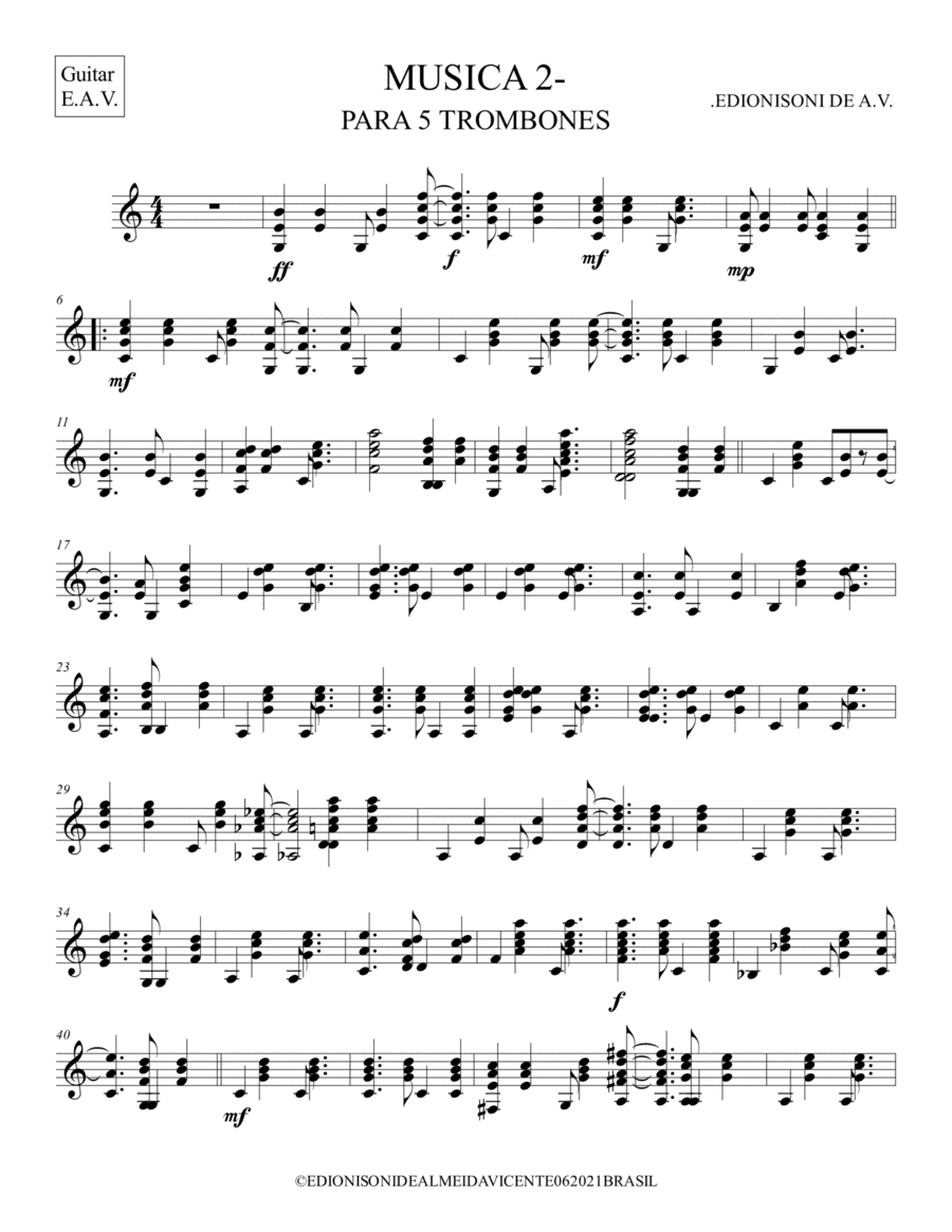MUSICA 2 - PARA 5 TROMBONES- Guitar