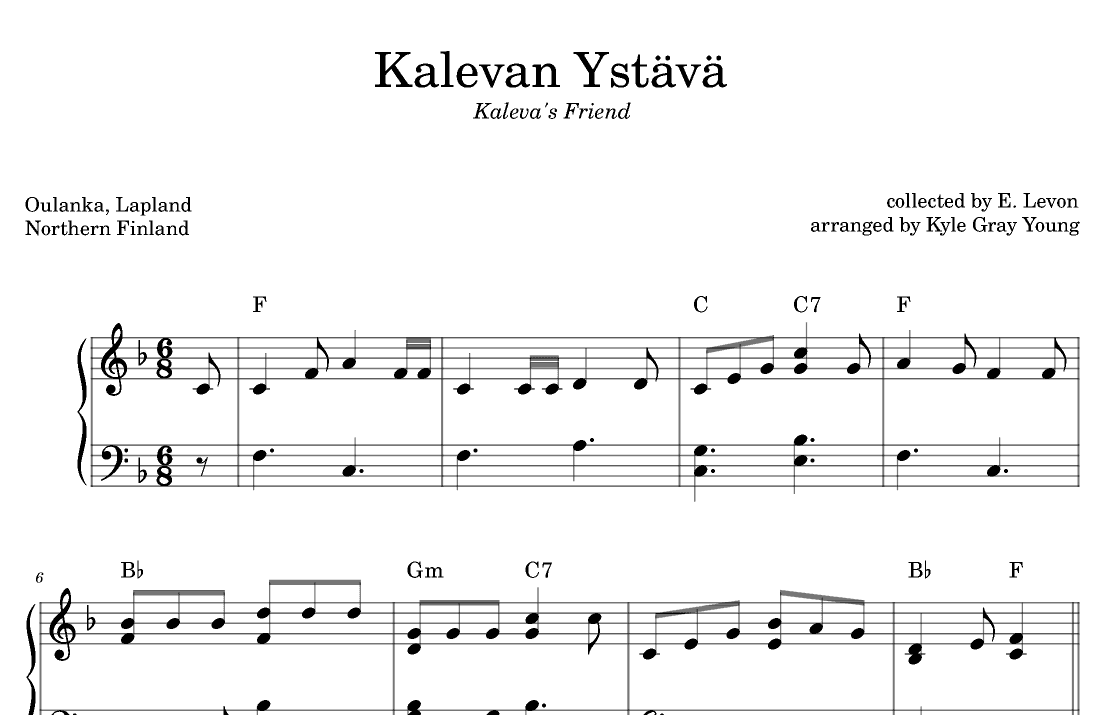 Kalevan Ystävä (Kaleva’s Friend) (piano solo) (arr. Kyle Gray Young)