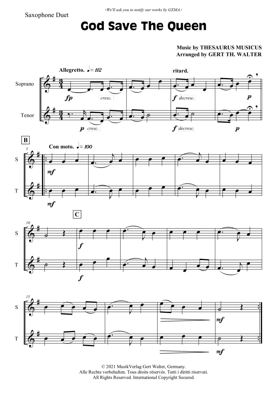 God Save The Queen (arr. Gert Th. Walter)