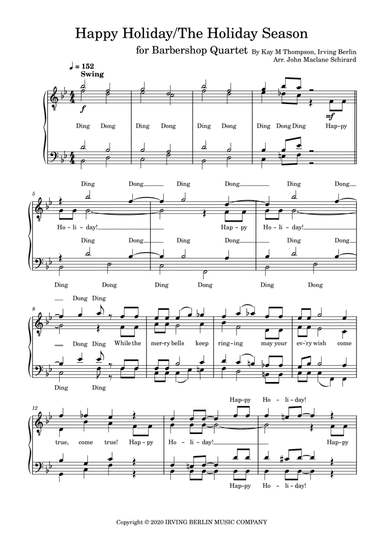 Happy Holiday / The Holiday Season (arr. John Maclane Schirard)