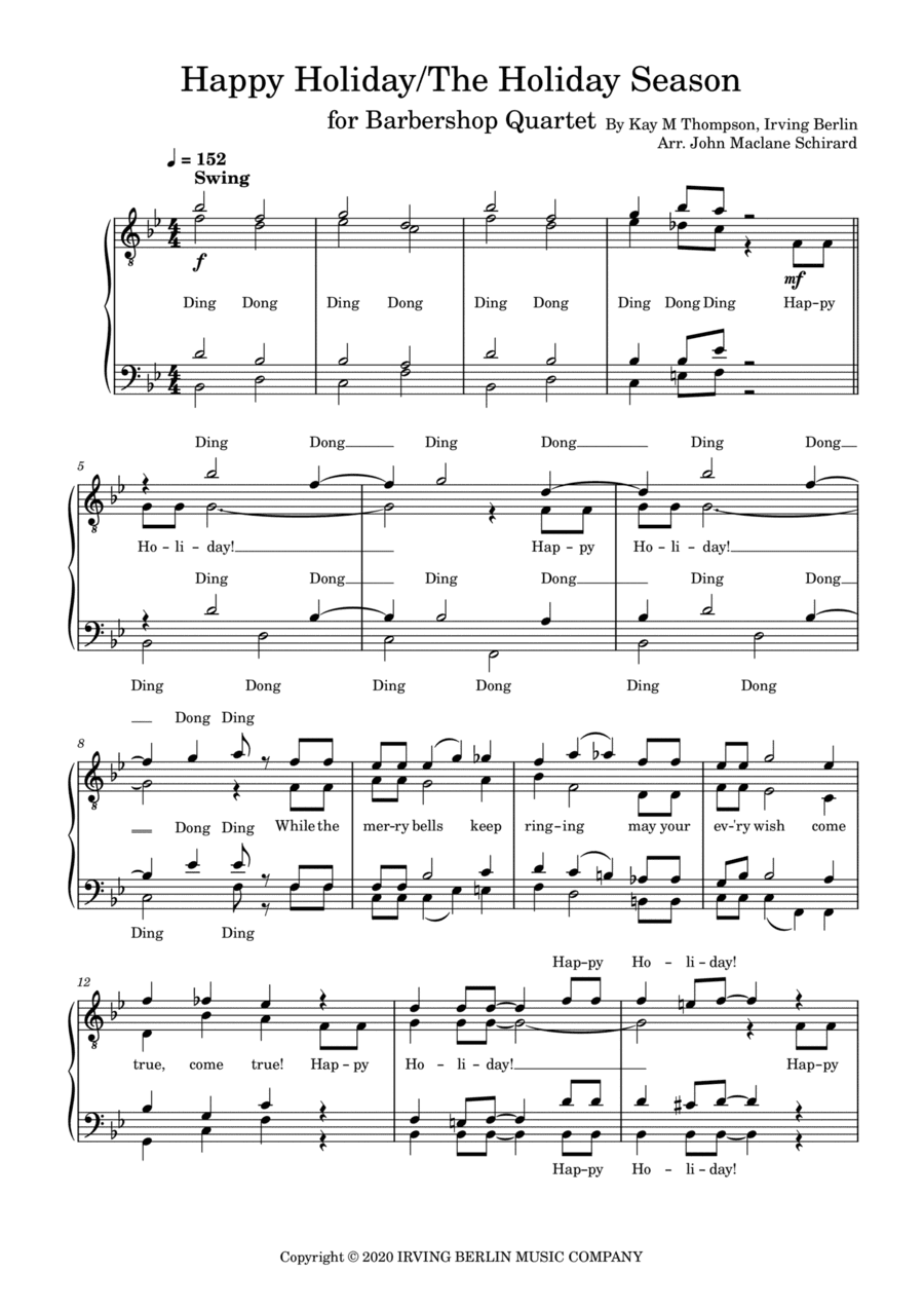 Happy Holiday / The Holiday Season (arr. John Maclane Schirard)