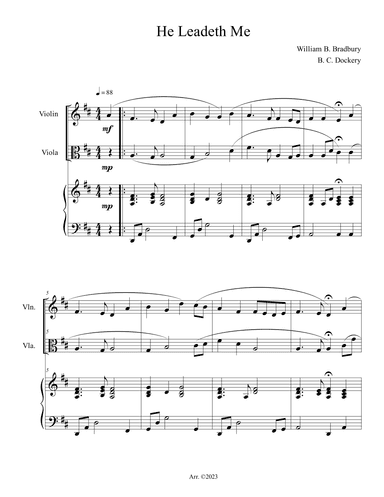 He Leadeth Me (Violin and Viola Duet with Piano Accompaniment) (arr. B. C. Dockery)