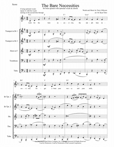 The Bare Necessities  from THE JUNGLE BOOK (arr. M. Ryan Taylor)
