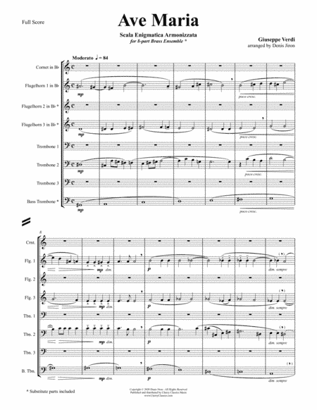 Ave Maria from Quattro Pezzi Sacri for 8-part Brass Ensemble (arr. Denise)